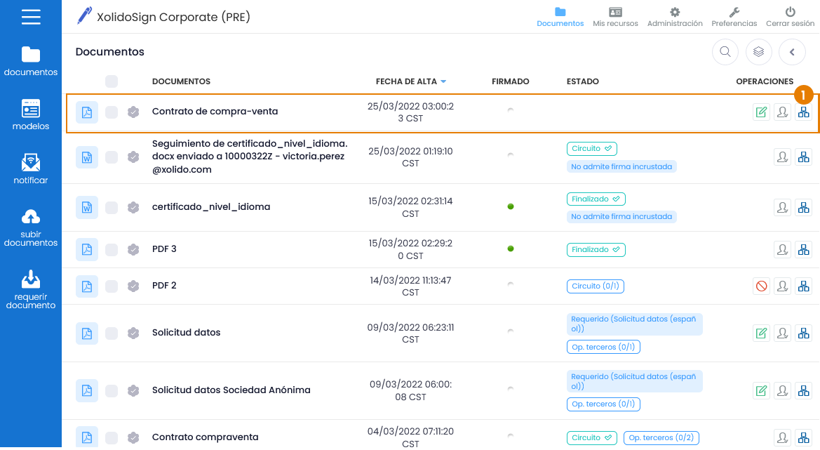 Liste des documents - Réaliser un circuit de signature ou flux de travail