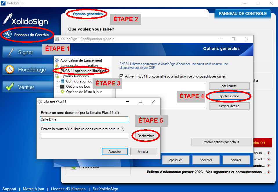 Étapes pour configurer la bibliothèque PKCS11
