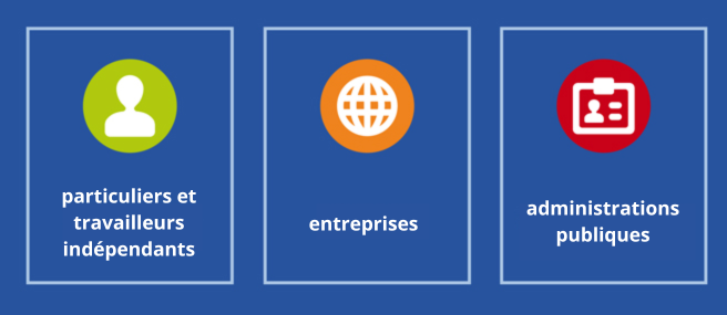 Utilisé par des particuliers et travailleurs indépendants, des entreprises et des administrations publiques