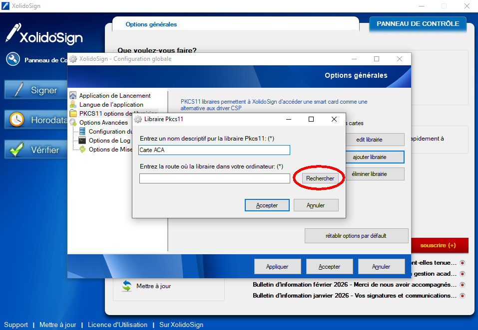 XolidoSign Desktop - Configuration globale - Bibliothèque PKCS11