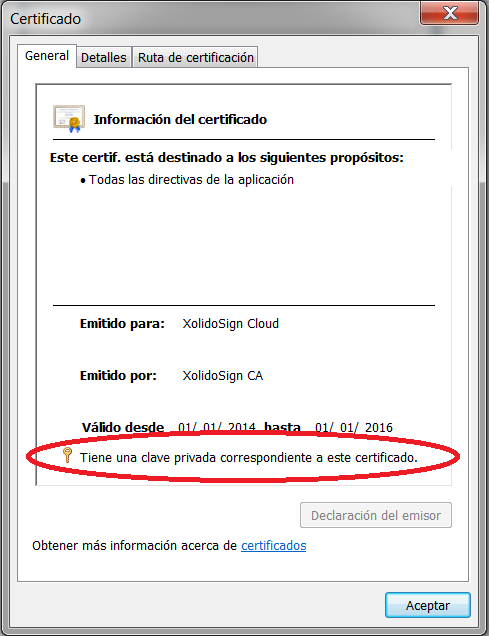 Certificat avec clé privée
