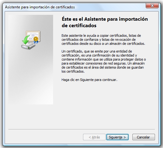 Assistant d'importation de certificats