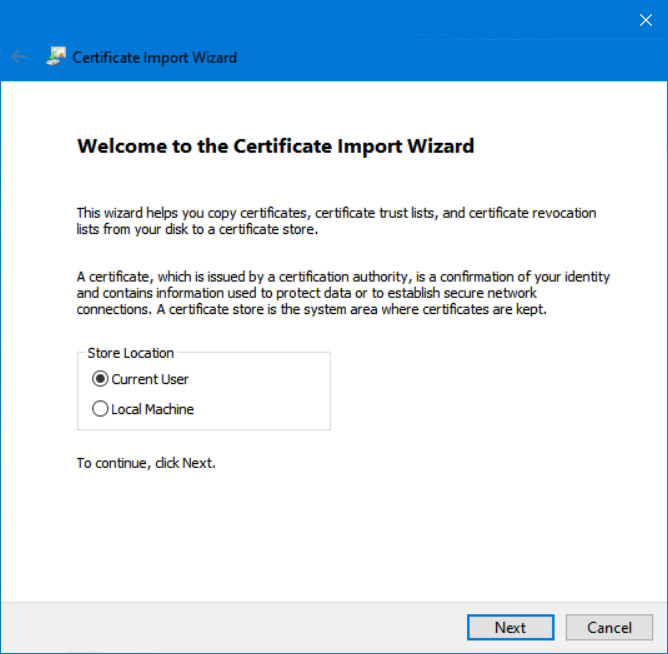 Assistant d’importation de certificats