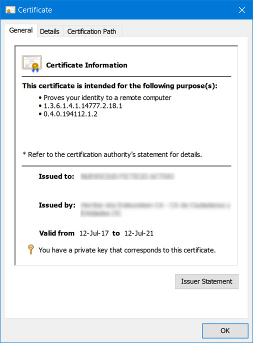 Certificat avec clé privée