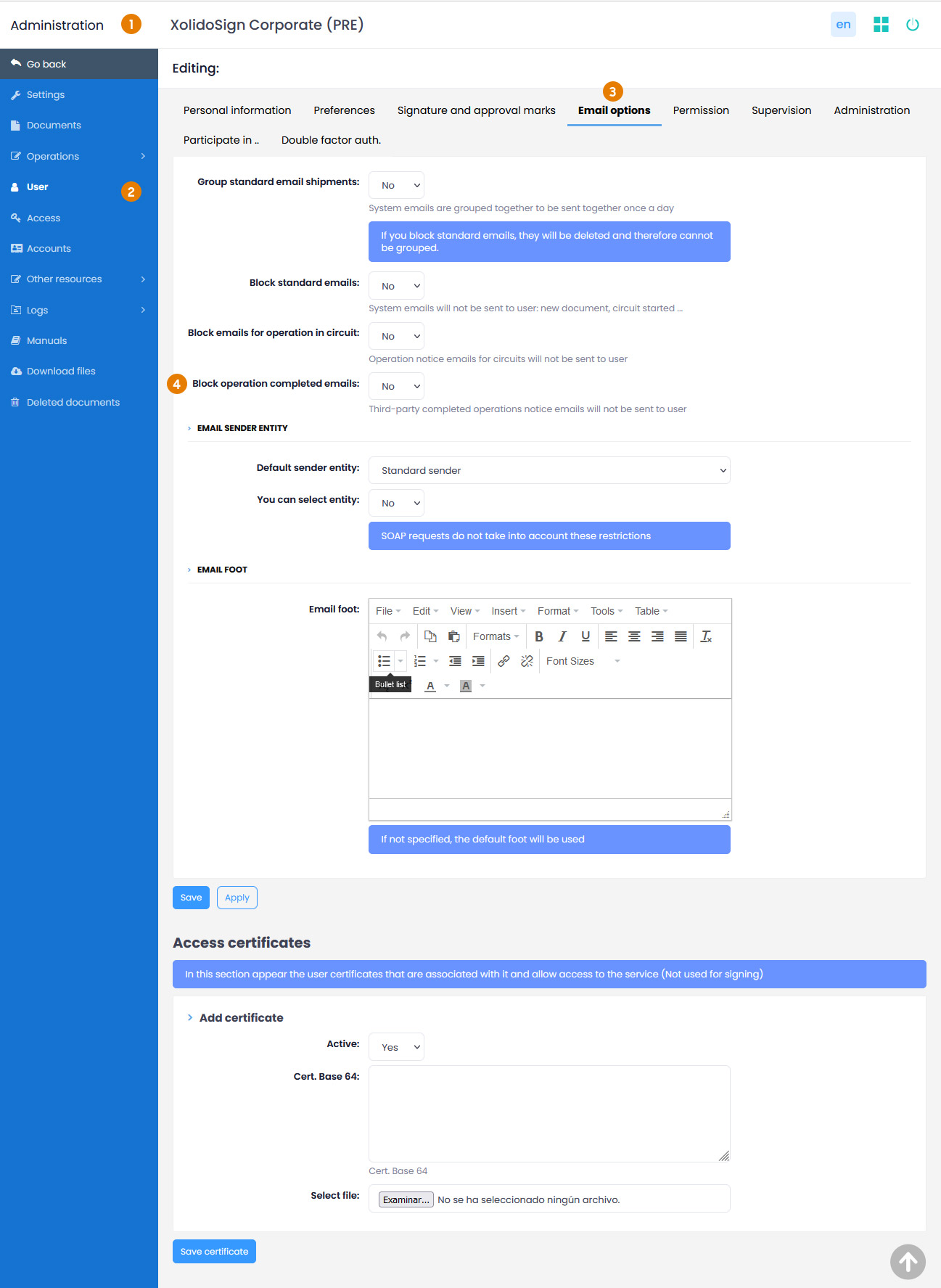 Nueva plantilla de email de operación realizada