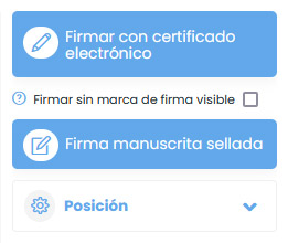 type de signature, position et effectuer la signature