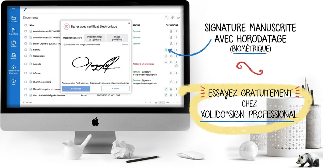 Signature manuscrite scellée (biométrique), apporte une sécurité juridique. Essayez-le gratuitement dans XolidoSign Professional !