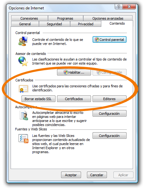 Panneau de configuration des certificats dans Explorer